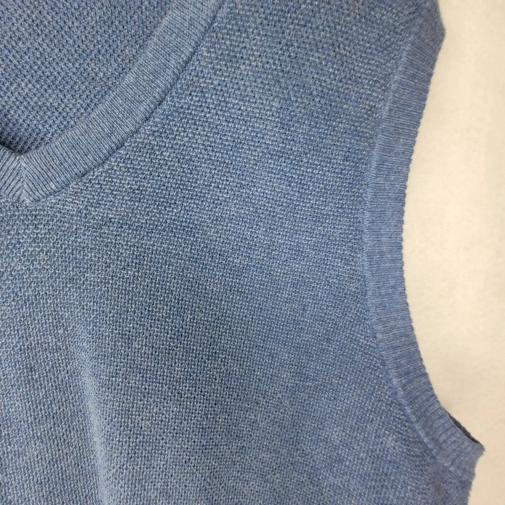 Brooks Brothers V-Neck Sweater Vest Adult Large Blue Cotton Cashmere Blend Mens‎